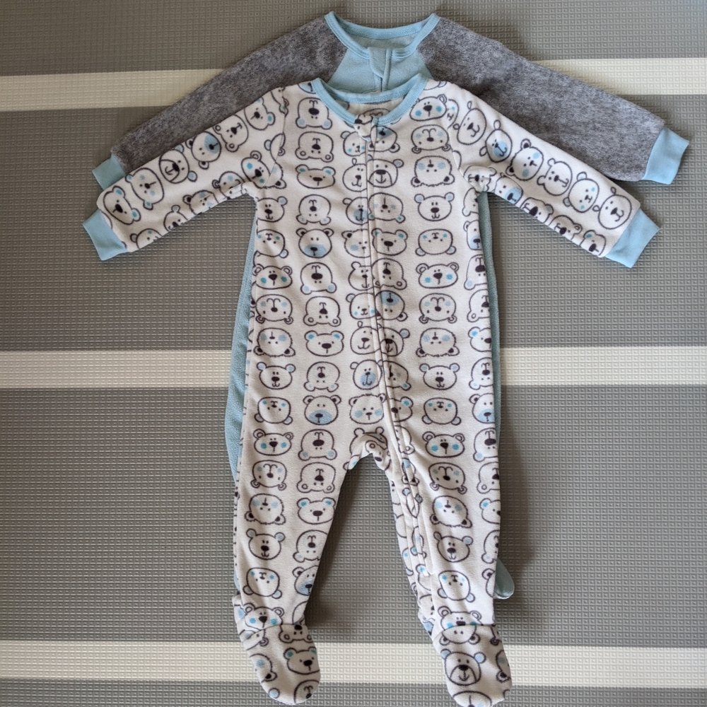 12-18m  Microfleece zip up footies 2pk
